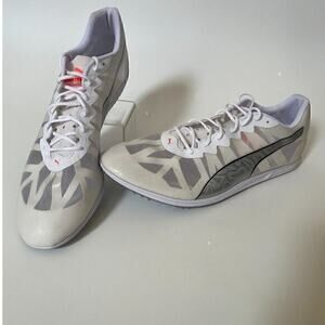 Puma Evospeed Distance 9 Mens Running Track Cleats Shoes Sz 14‎ NEW White Silver